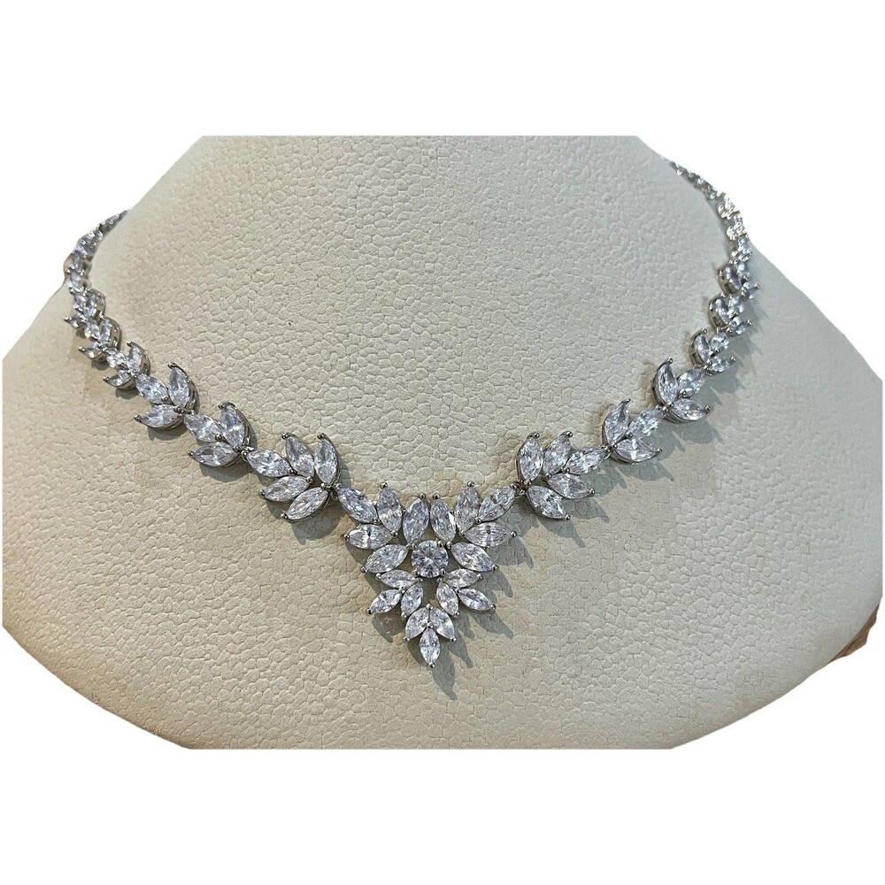 Vintage Rhinestone Necklace Crystal Choker Bridal Statement Wedding Glam Elegant